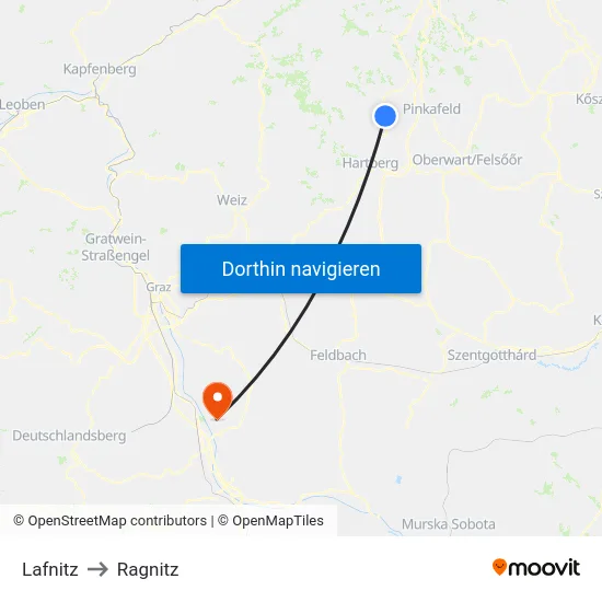 Lafnitz to Ragnitz map