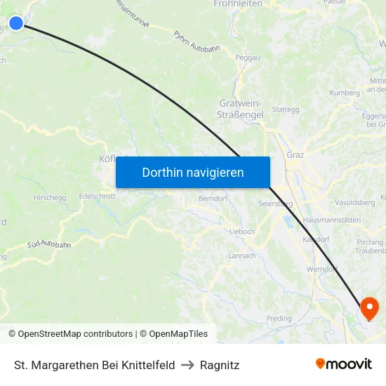 St. Margarethen Bei Knittelfeld to Ragnitz map