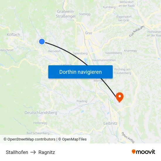Stallhofen to Ragnitz map