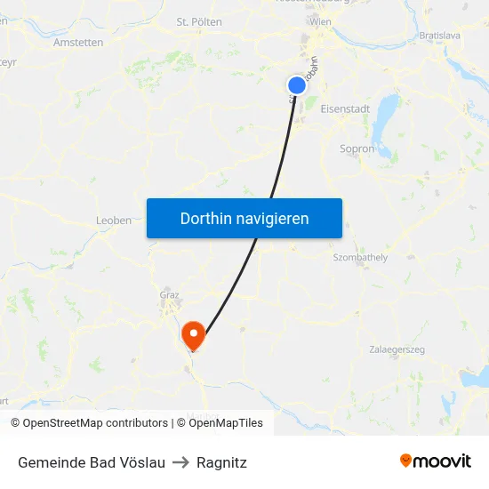 Gemeinde Bad Vöslau to Ragnitz map