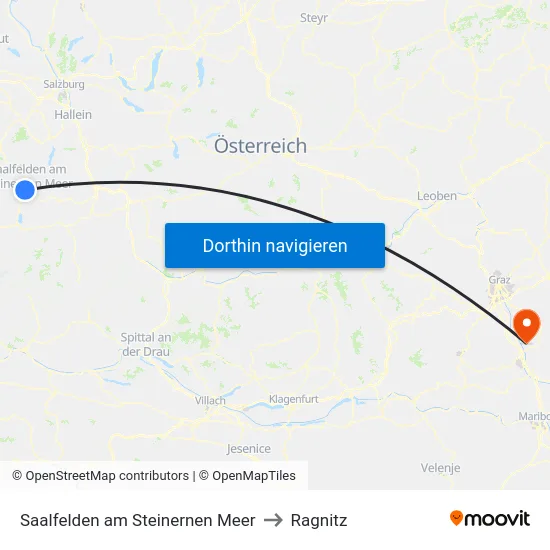 Saalfelden am Steinernen Meer to Ragnitz map