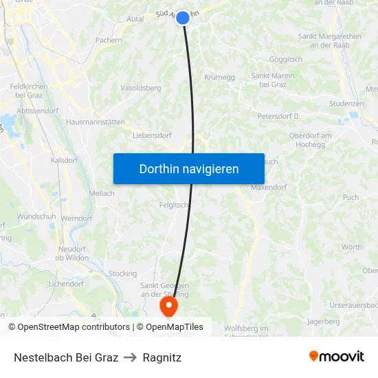 Nestelbach Bei Graz to Ragnitz map