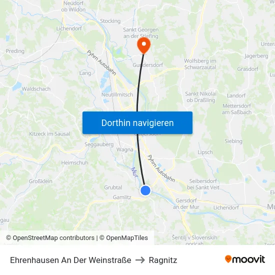 Ehrenhausen An Der Weinstraße to Ragnitz map