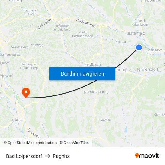 Bad Loipersdorf to Ragnitz map