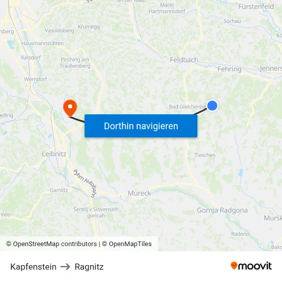 Kapfenstein to Ragnitz map