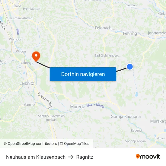 Neuhaus am Klausenbach to Ragnitz map