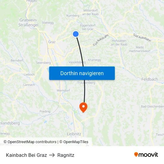 Kainbach Bei Graz to Ragnitz map