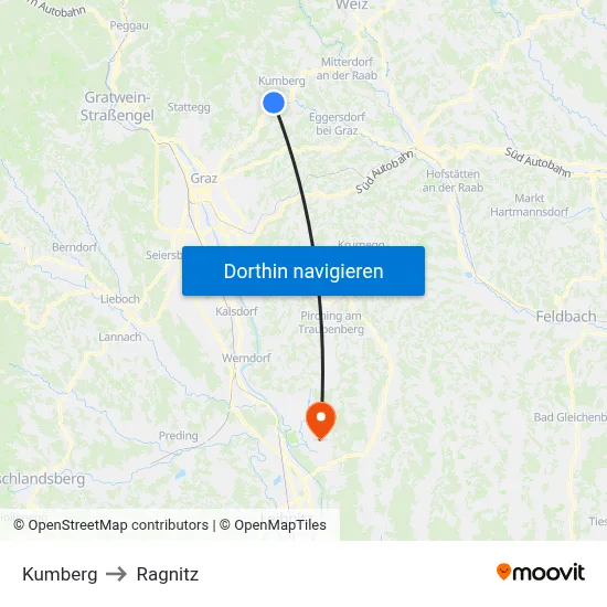 Kumberg to Ragnitz map