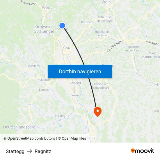 Stattegg to Ragnitz map