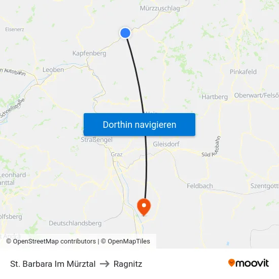 St. Barbara Im Mürztal to Ragnitz map