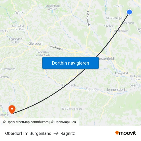 Oberdorf Im Burgenland to Ragnitz map