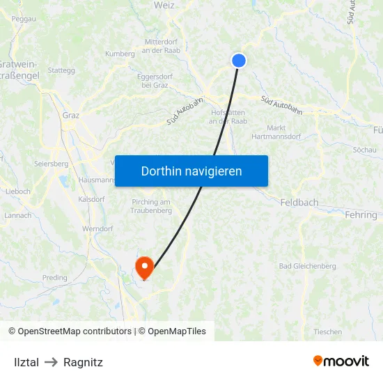 Ilztal to Ragnitz map