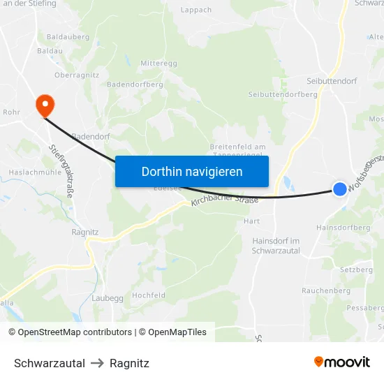 Schwarzautal to Ragnitz map