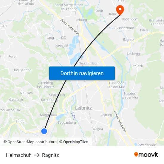 Heimschuh to Ragnitz map