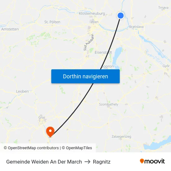 Gemeinde Weiden An Der March to Ragnitz map