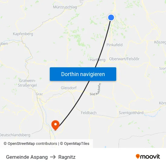 Gemeinde Aspang to Ragnitz map