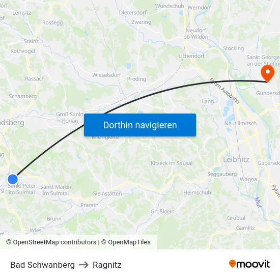 Bad Schwanberg to Ragnitz map