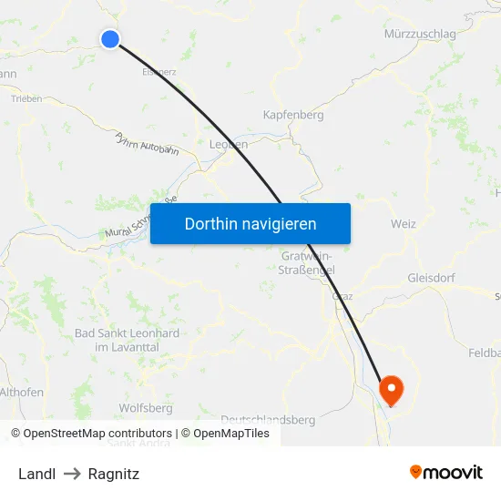 Landl to Ragnitz map