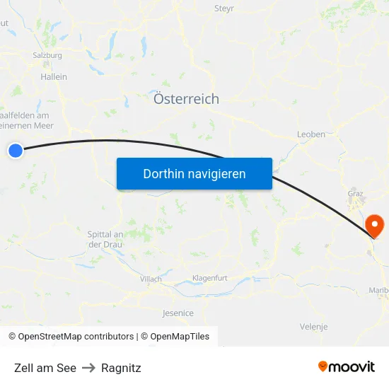 Zell am See to Ragnitz map