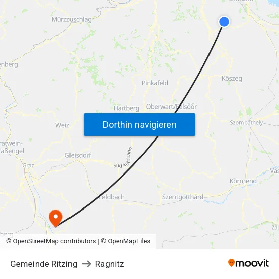 Gemeinde Ritzing to Ragnitz map