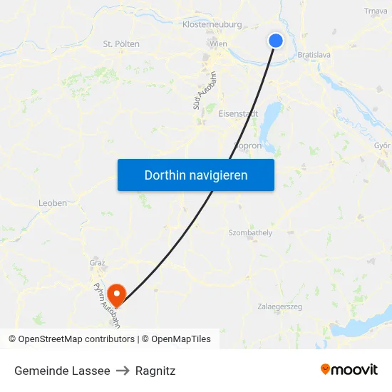 Gemeinde Lassee to Ragnitz map