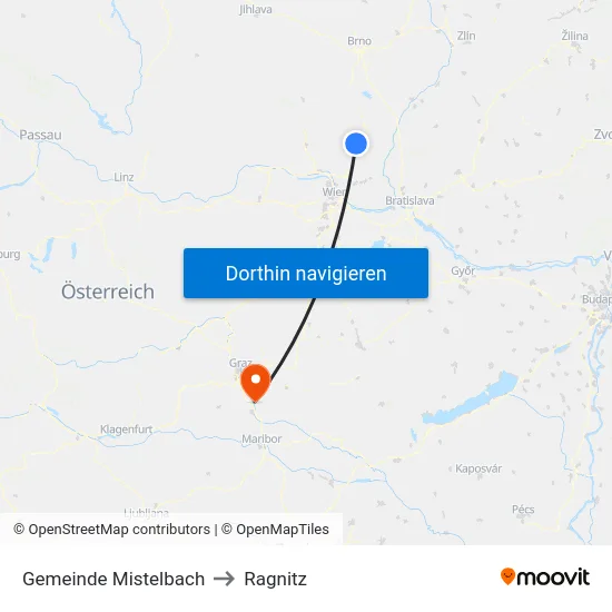 Gemeinde Mistelbach to Ragnitz map
