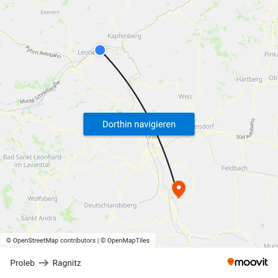 Proleb to Ragnitz map