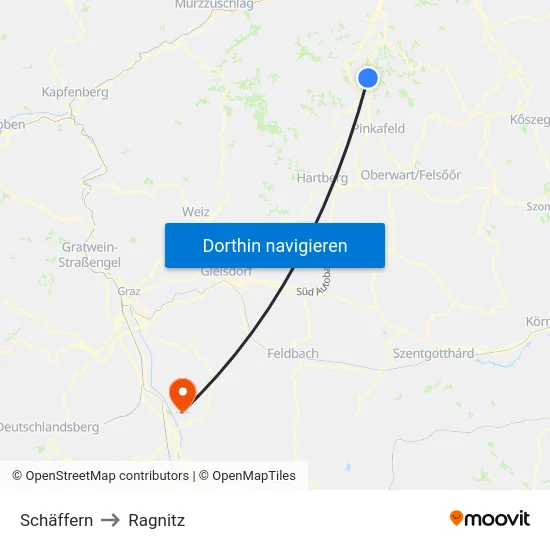 Schäffern to Ragnitz map