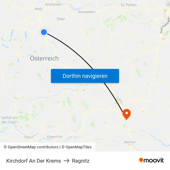 Kirchdorf An Der Krems to Ragnitz map