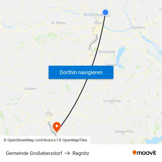 Gemeinde Großebersdorf to Ragnitz map
