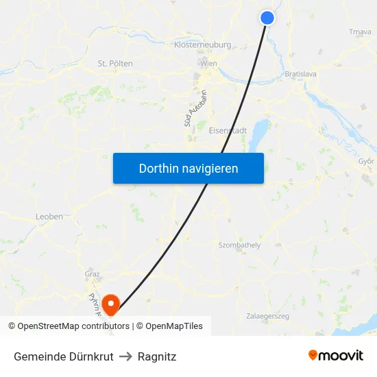 Gemeinde Dürnkrut to Ragnitz map
