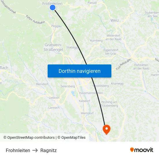 Frohnleiten to Ragnitz map