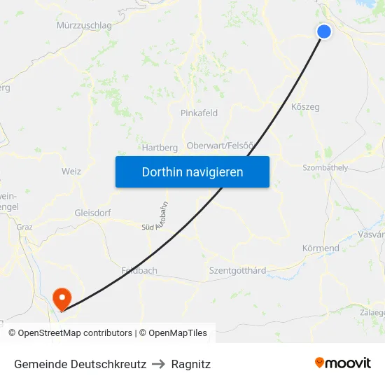 Gemeinde Deutschkreutz to Ragnitz map