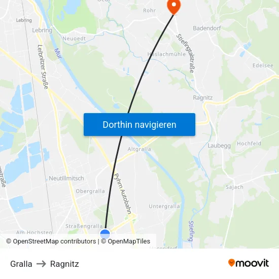 Gralla to Ragnitz map