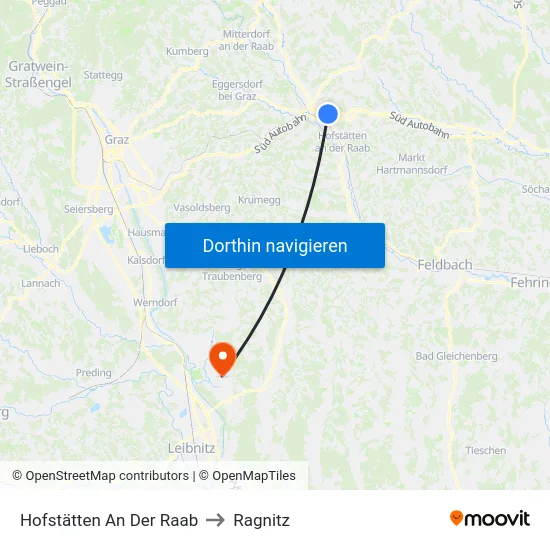 Hofstätten An Der Raab to Ragnitz map