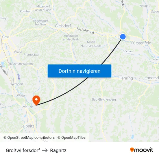 Großwilfersdorf to Ragnitz map