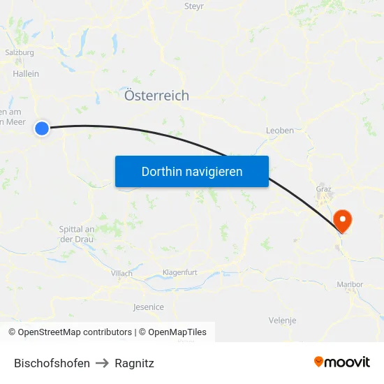 Bischofshofen to Ragnitz map