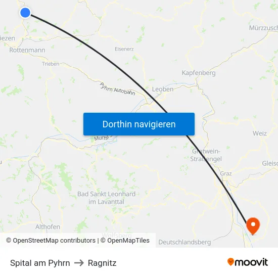 Spital am Pyhrn to Ragnitz map