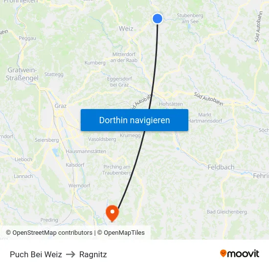 Puch Bei Weiz to Ragnitz map