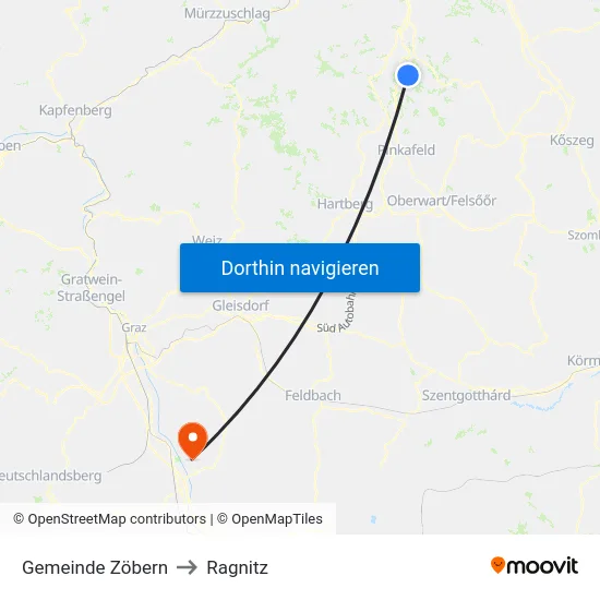 Gemeinde Zöbern to Ragnitz map