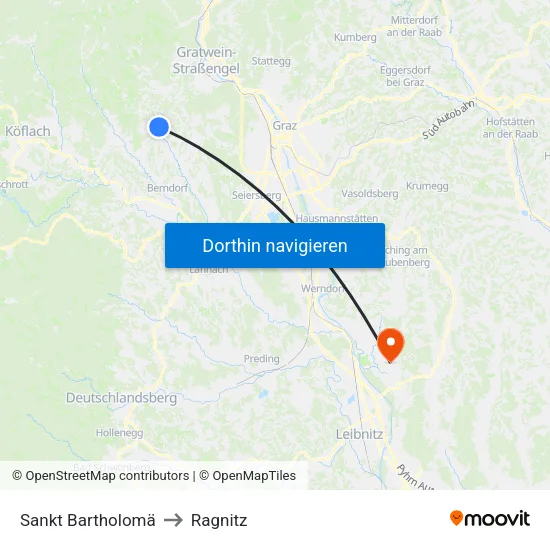 Sankt Bartholomä to Ragnitz map