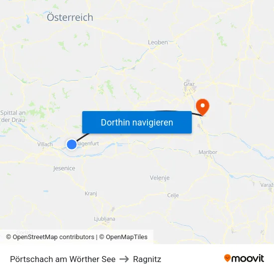 Pörtschach am Wörther See to Ragnitz map