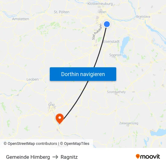 Gemeinde Himberg to Ragnitz map