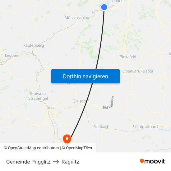 Gemeinde Prigglitz to Ragnitz map