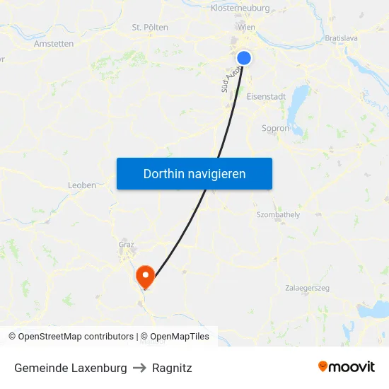Gemeinde Laxenburg to Ragnitz map