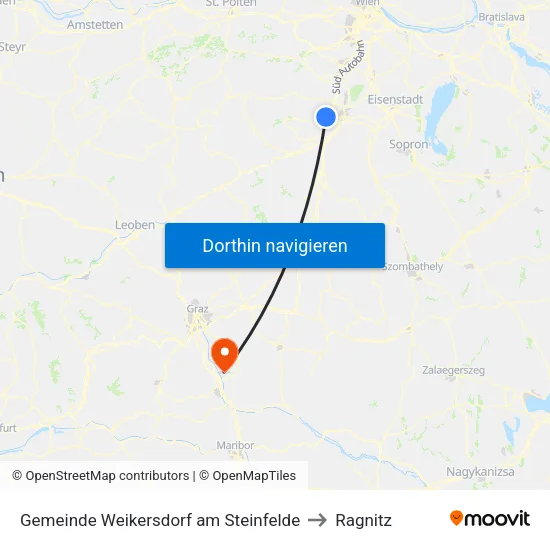 Gemeinde Weikersdorf am Steinfelde to Ragnitz map