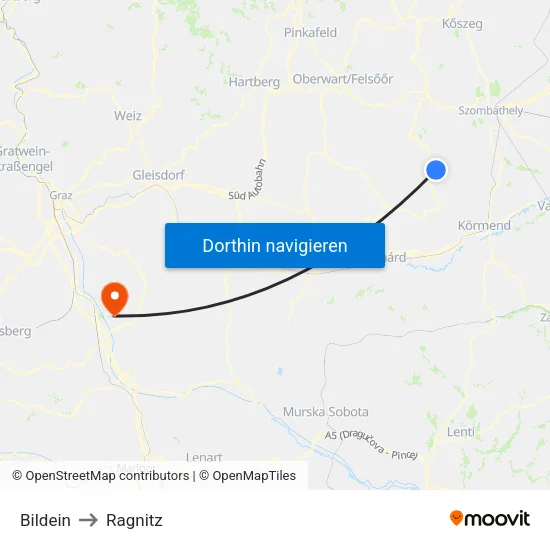 Bildein to Ragnitz map