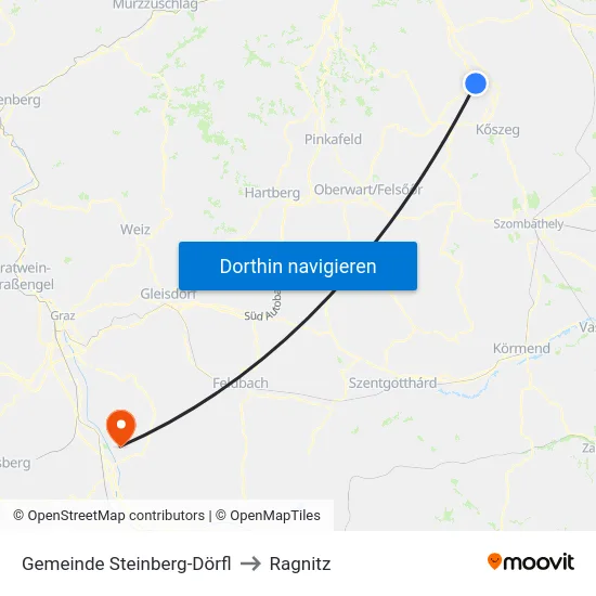 Gemeinde Steinberg-Dörfl to Ragnitz map