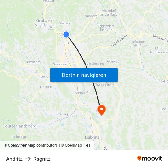 Andritz to Ragnitz map
