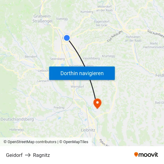 Geidorf to Ragnitz map